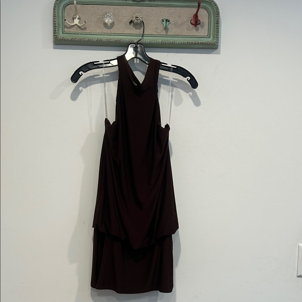 Dolls Kill Blue Blush Dark Brown halter neck Mini Dress medium nwot